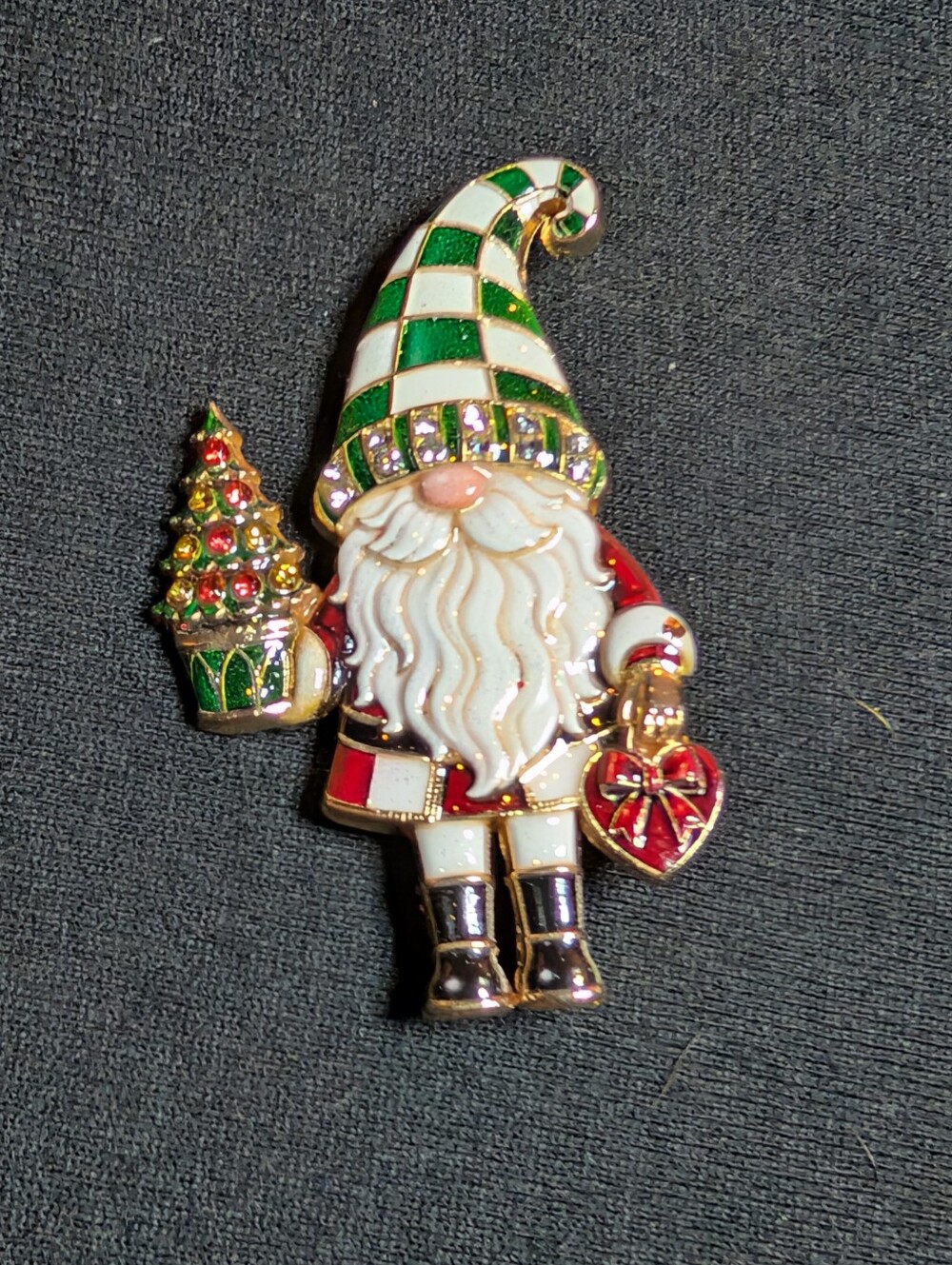Holiday Gnome Enamel Pin - Green & Red Festive Accent